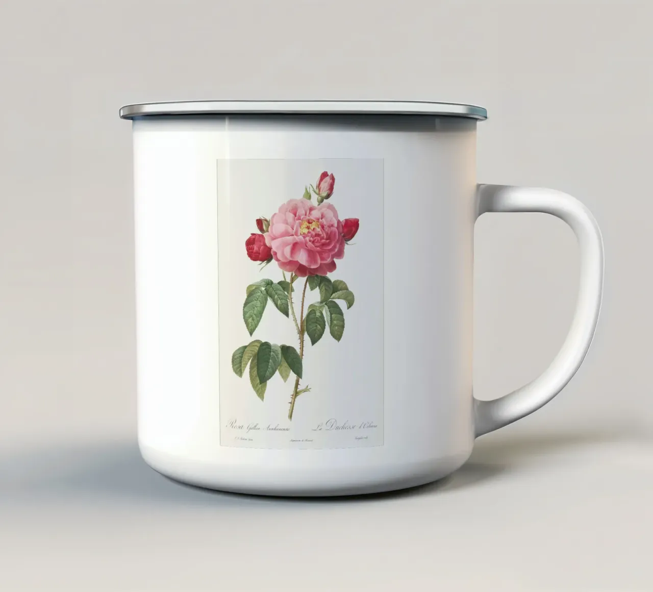 Pink Rose enamel mug by Venus Art
