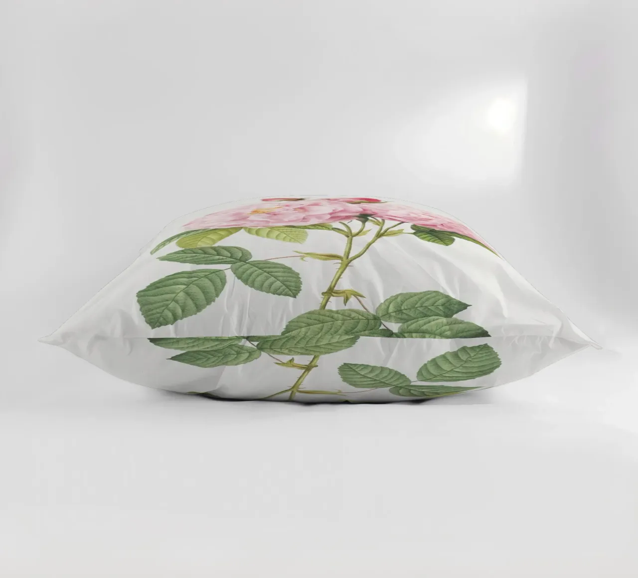 Pink Roses Botanical Print decorative cushion by Venus Art
