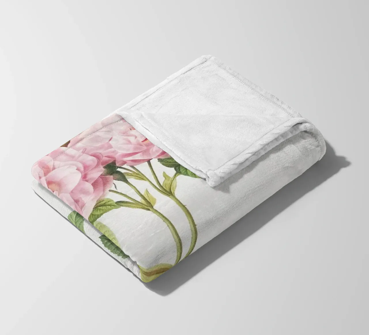 Pink Roses Botanical Print fleece blanket by Venus Art