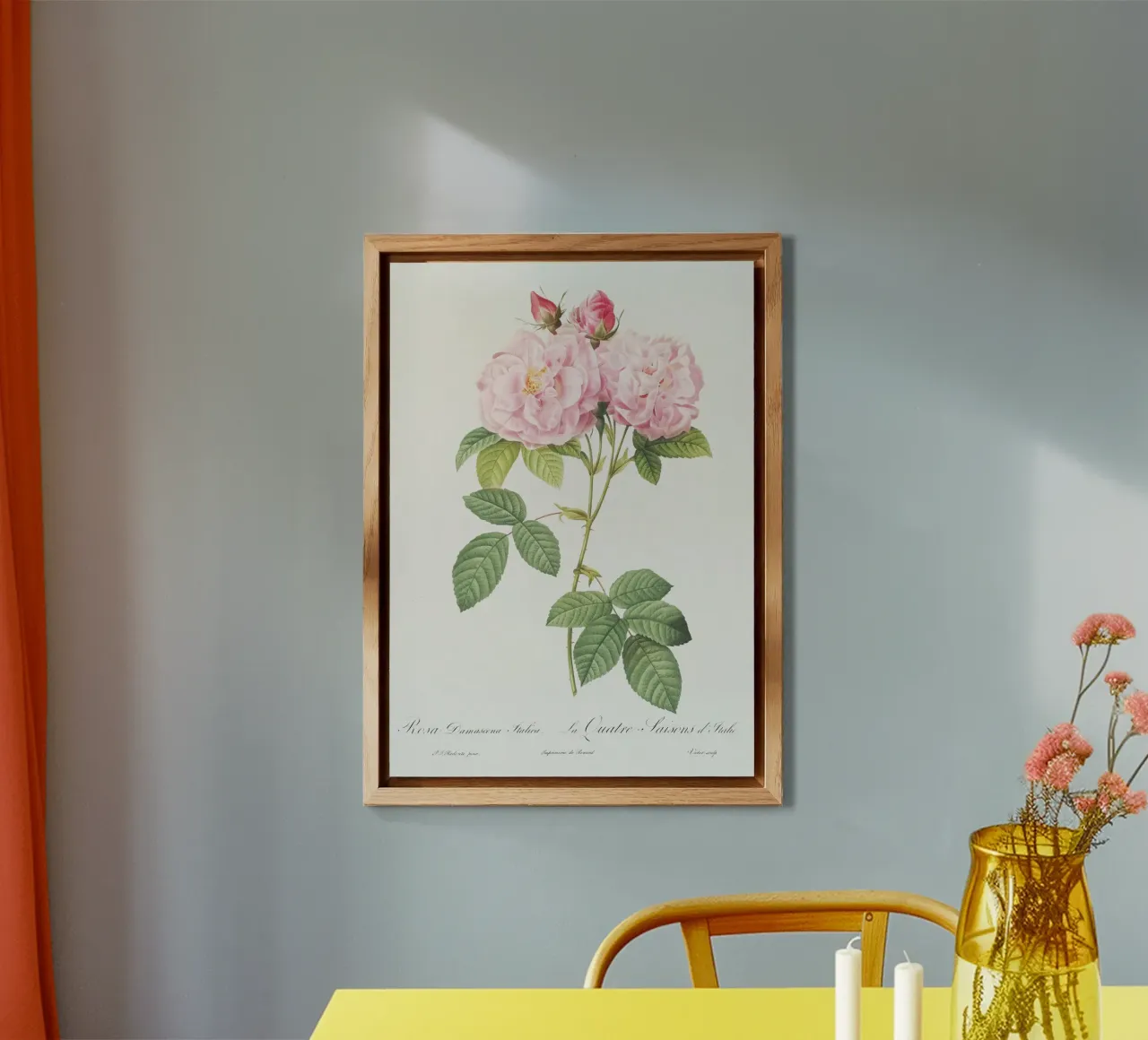 Pink Roses Botanical Print forex plate by Venus Art