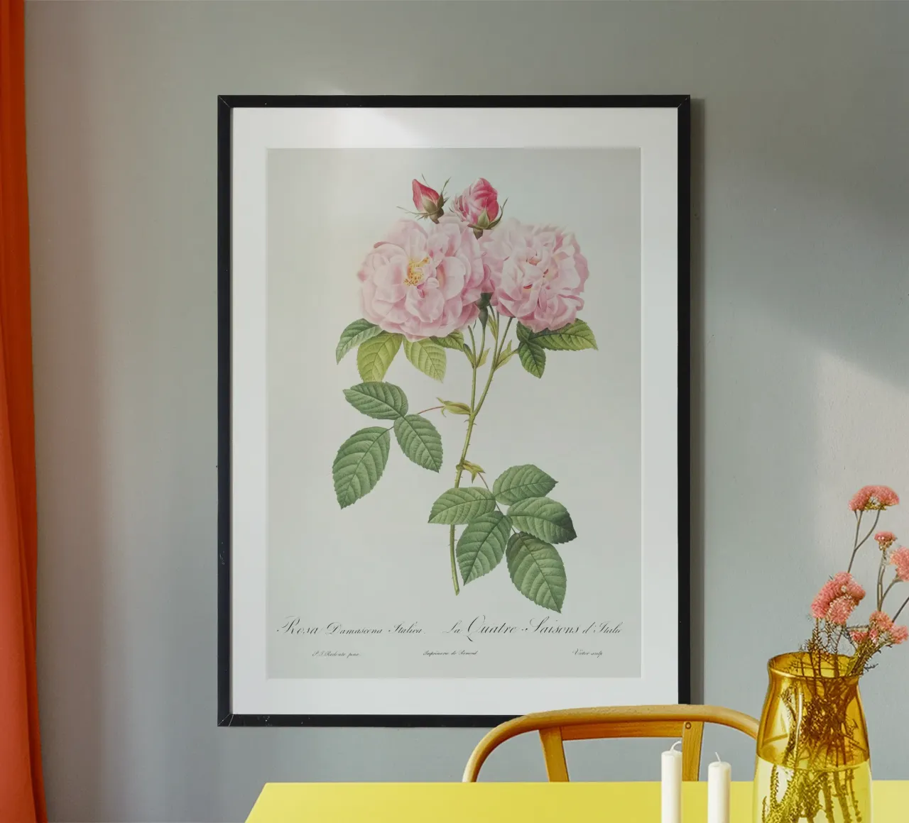 Pink Roses Botanical Print hahnemühle by Venus Art