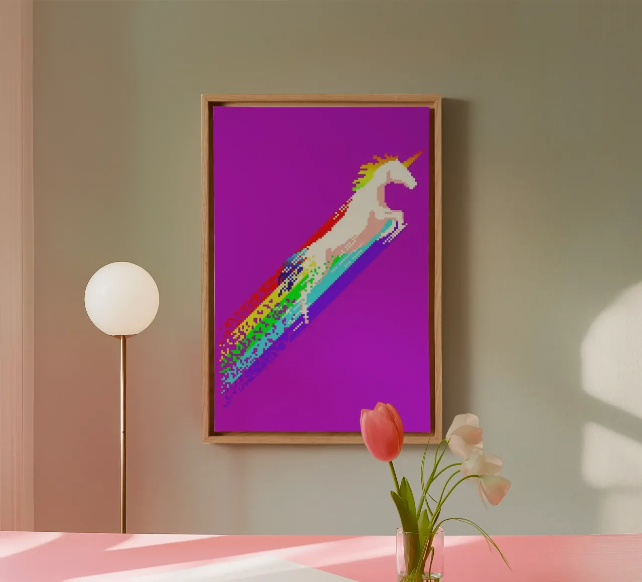 Pixel Unicorn tela con Cornice a cassetta da Róbert Farkas