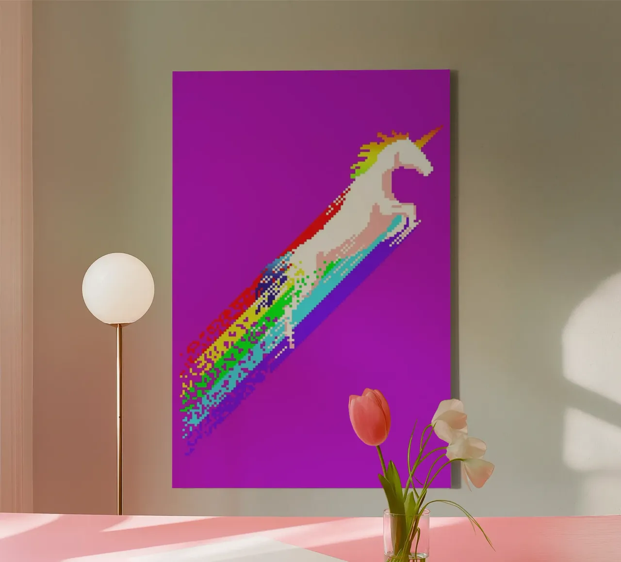 Pixel Unicorn tela con Cornice a cassetta da Róbert Farkas