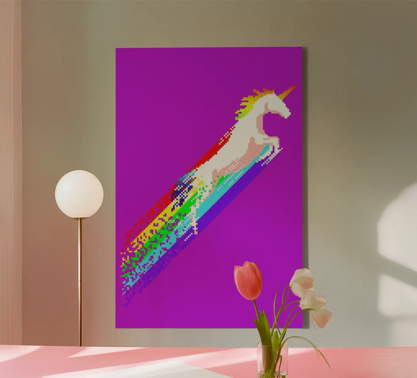 Pixel Unicorn canvas van Róbert Farkas