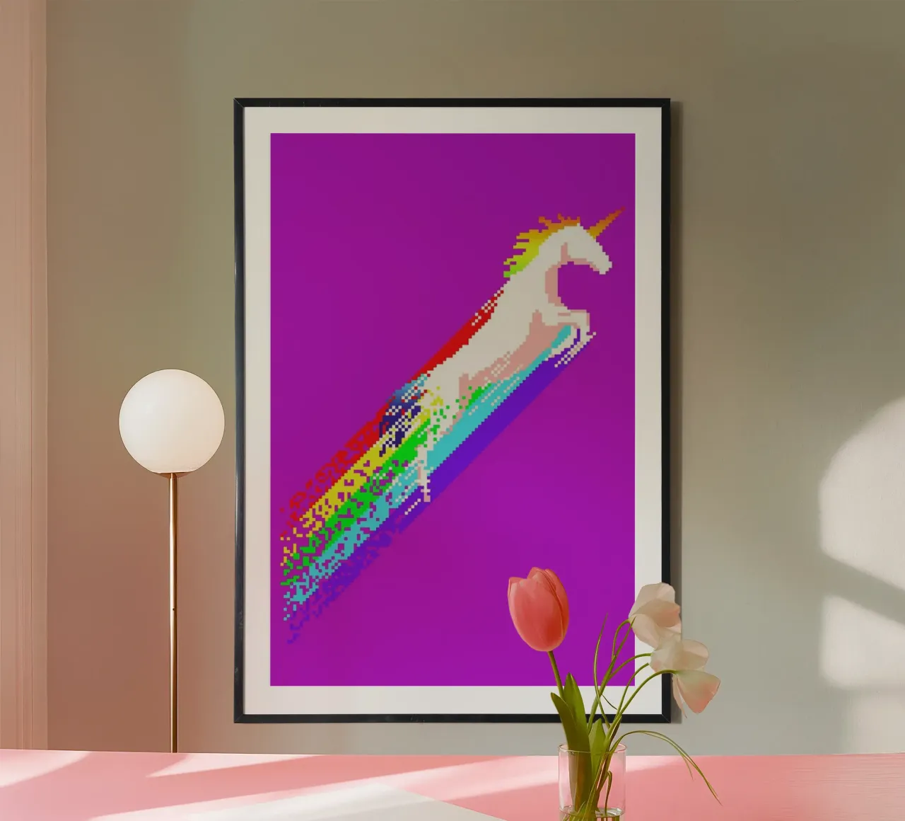 Pixel Unicorn poster van Róbert Farkas