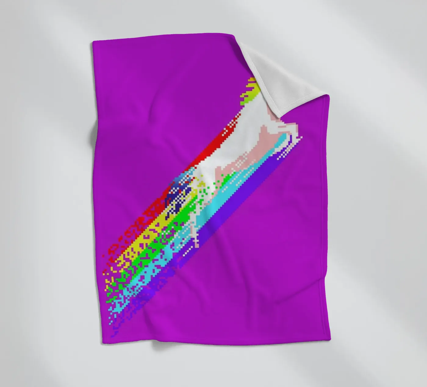 Pixel Unicorn fleece blanket by Róbert Farkas