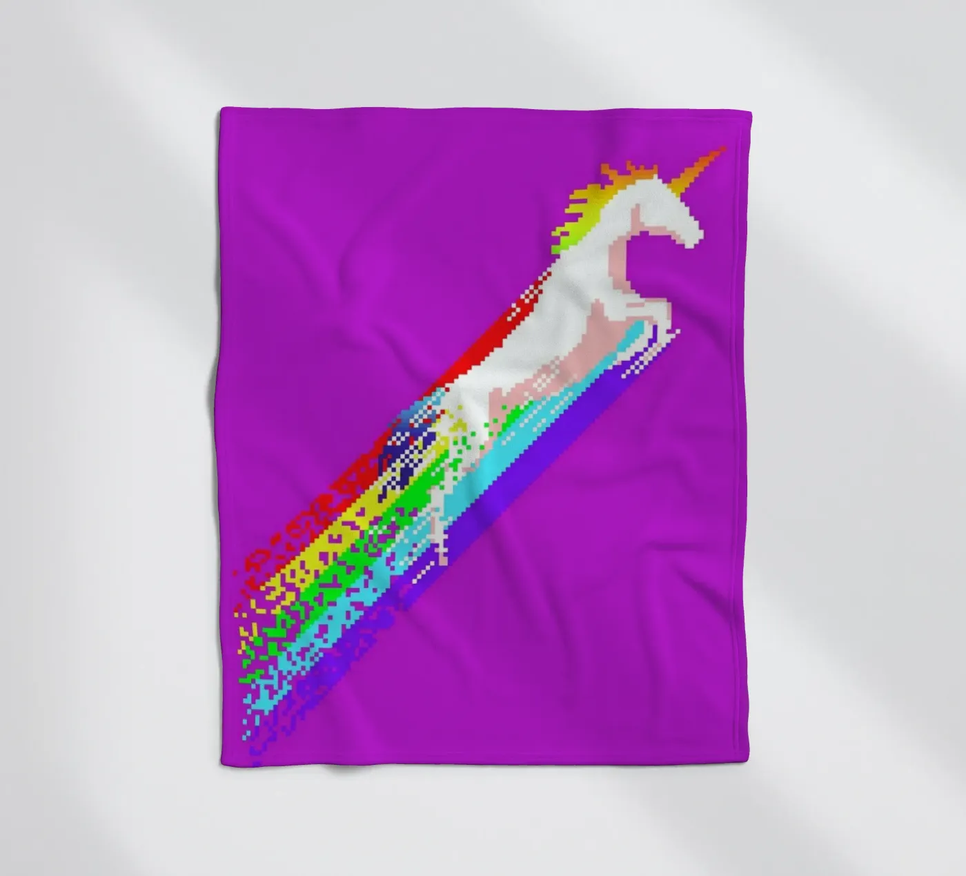 Pixel Unicorn fleece blanket by Róbert Farkas