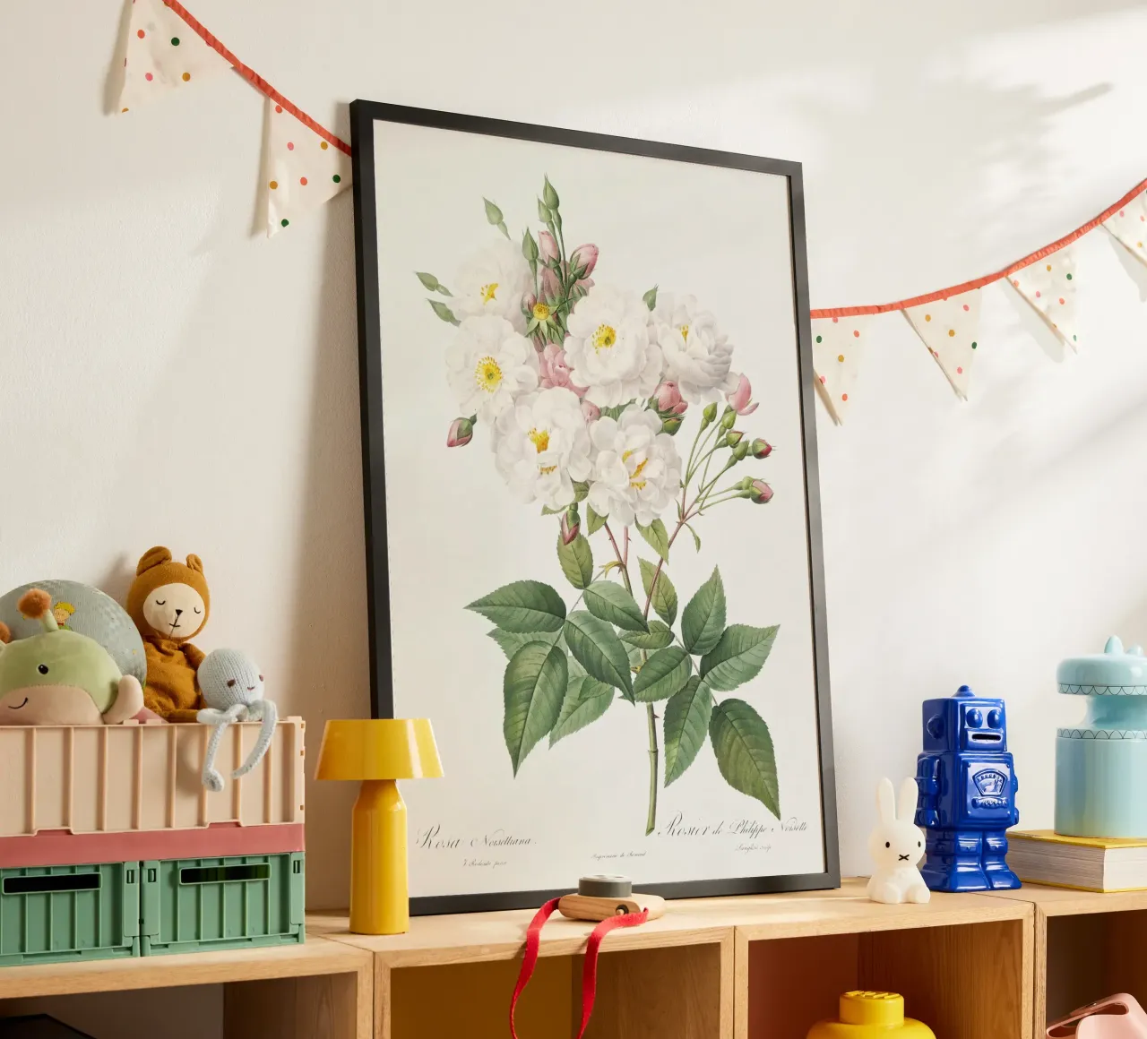 White Roses poster con telaio in alluminio da Venus Art