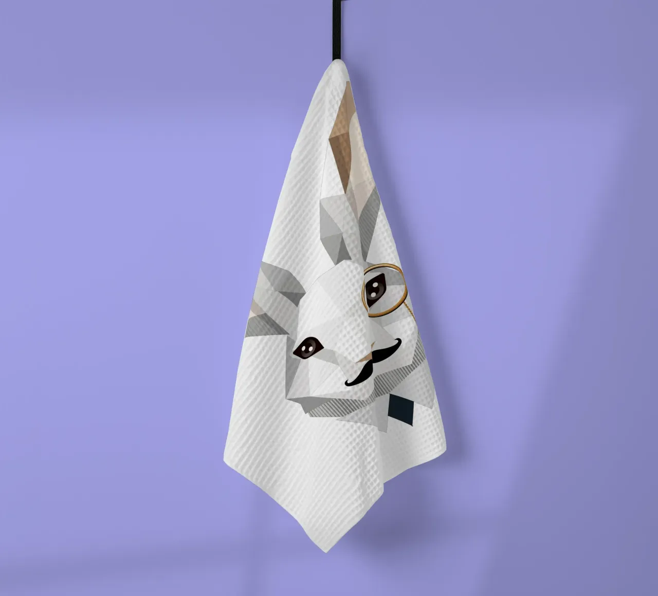 Coniglietto di Pasqua elegante con monocolo e baffi canovaccio da cucina da namosh