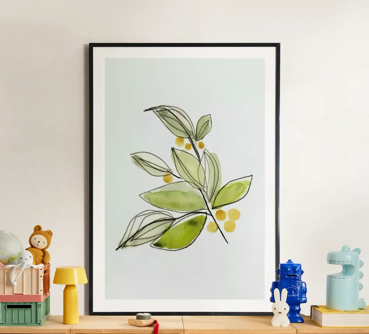 Leaves 03 poster con telaio in legno da Farina Kuklinski