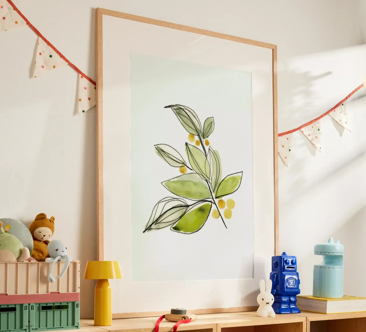 Leaves 03 poster con telaio in legno da Farina Kuklinski