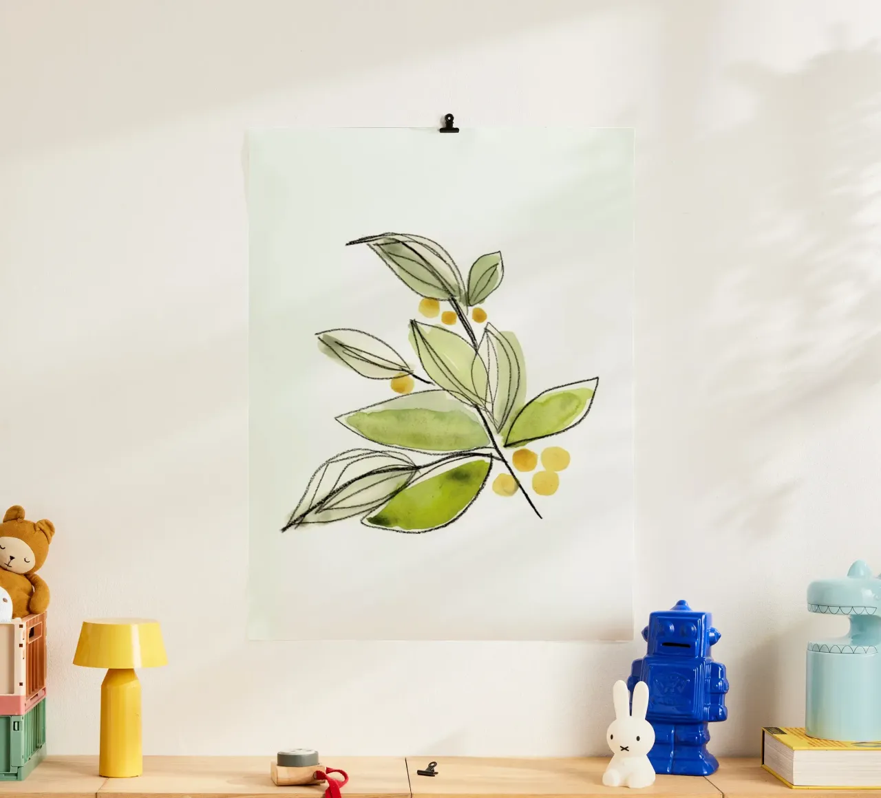 Leaves 03 poster con telaio in legno da Farina Kuklinski