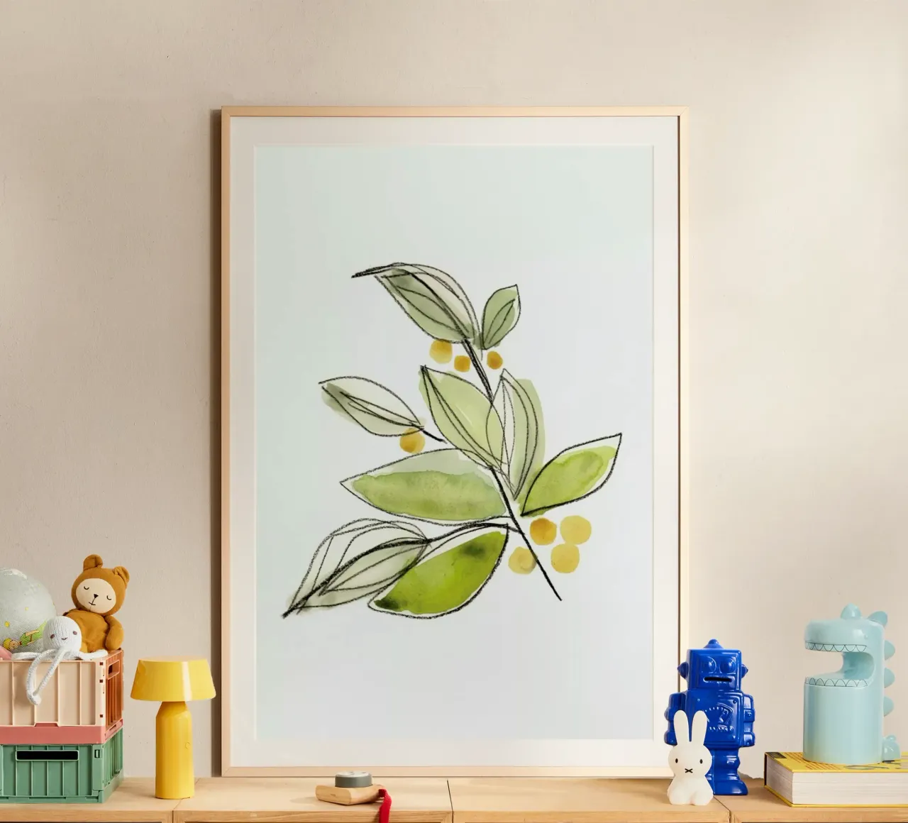 Leaves 03 poster con telaio in legno da Farina Kuklinski