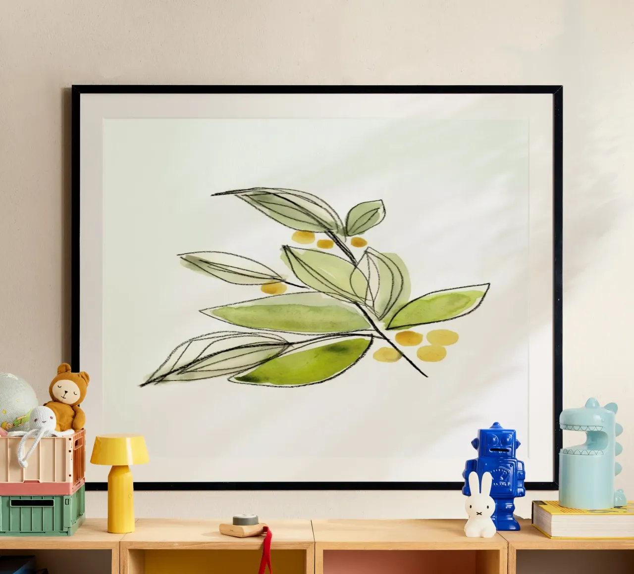 Leaves 03 poster con telaio in legno da Farina Kuklinski