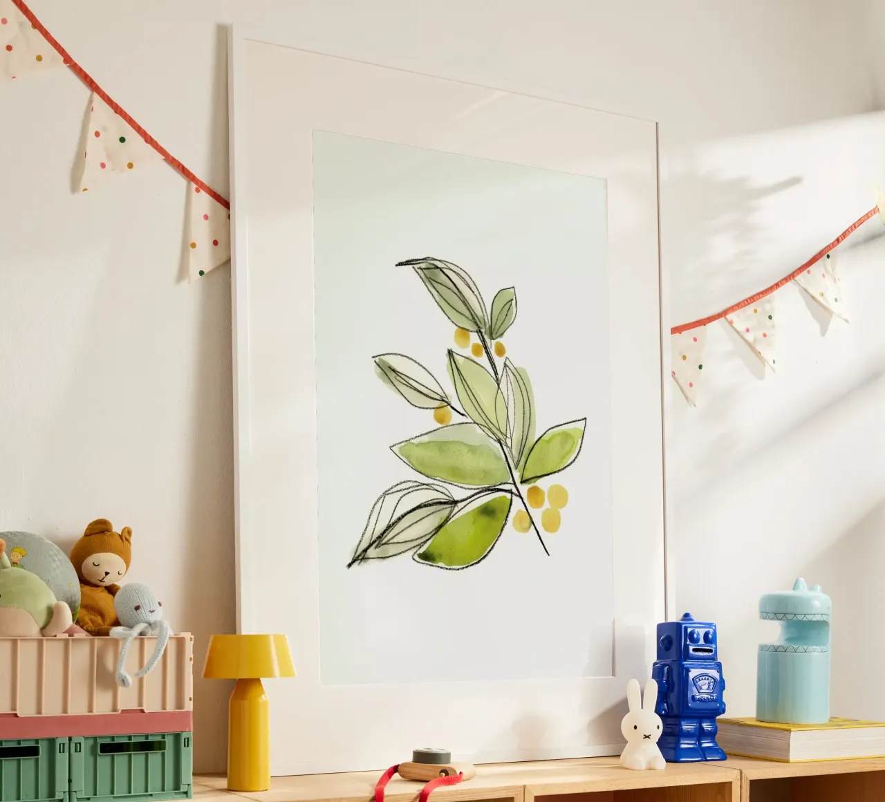 Leaves 03 poster con telaio in legno da Farina Kuklinski