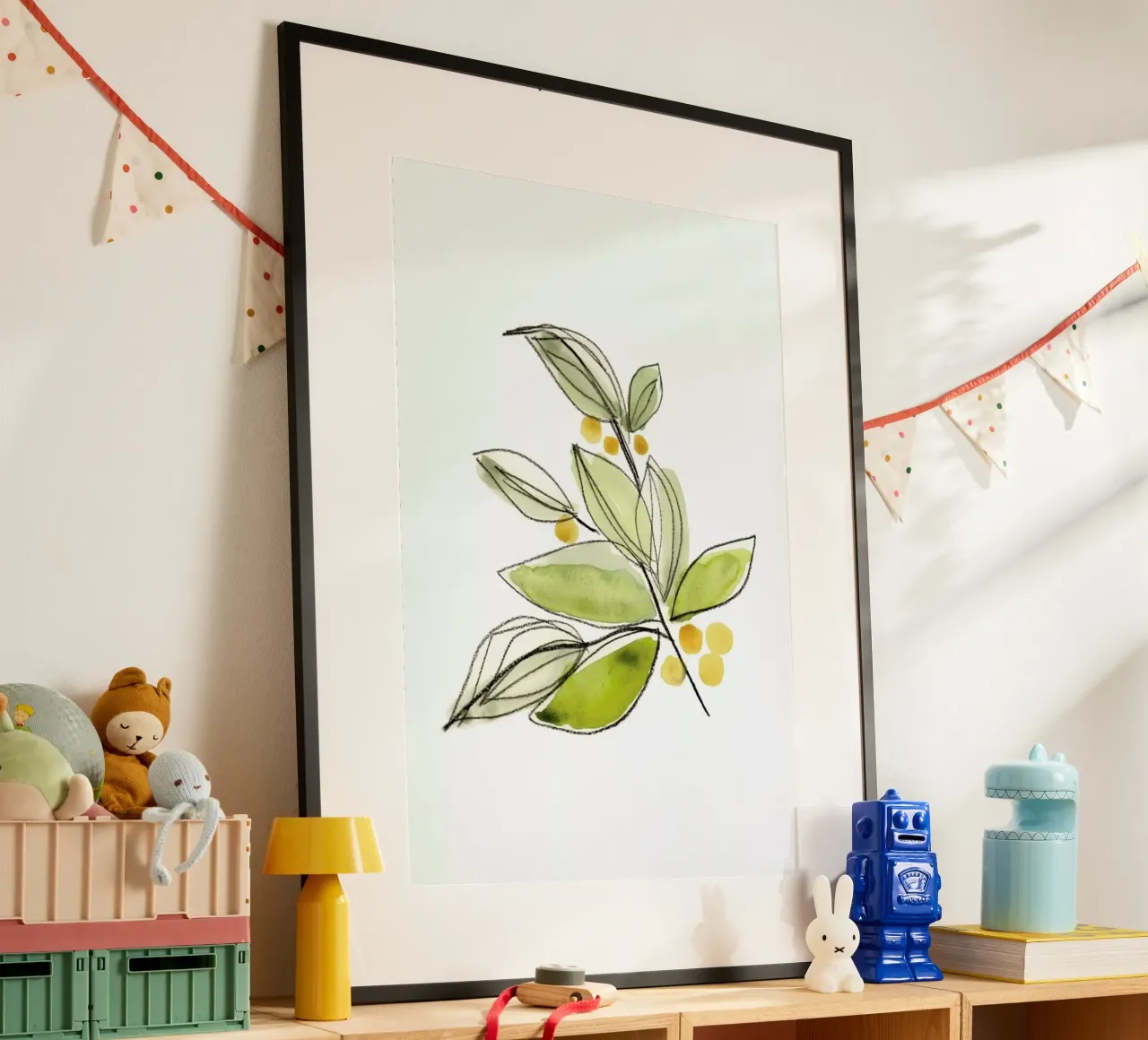 Leaves 03 poster con telaio in legno da Farina Kuklinski