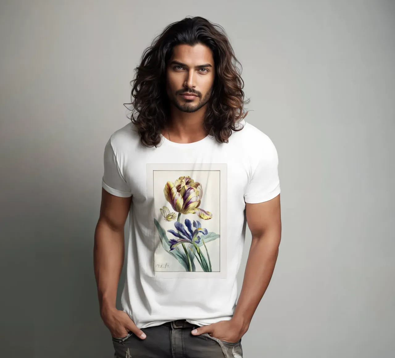Tulip Spring Botanical Illustration t-shirt da Venus Art