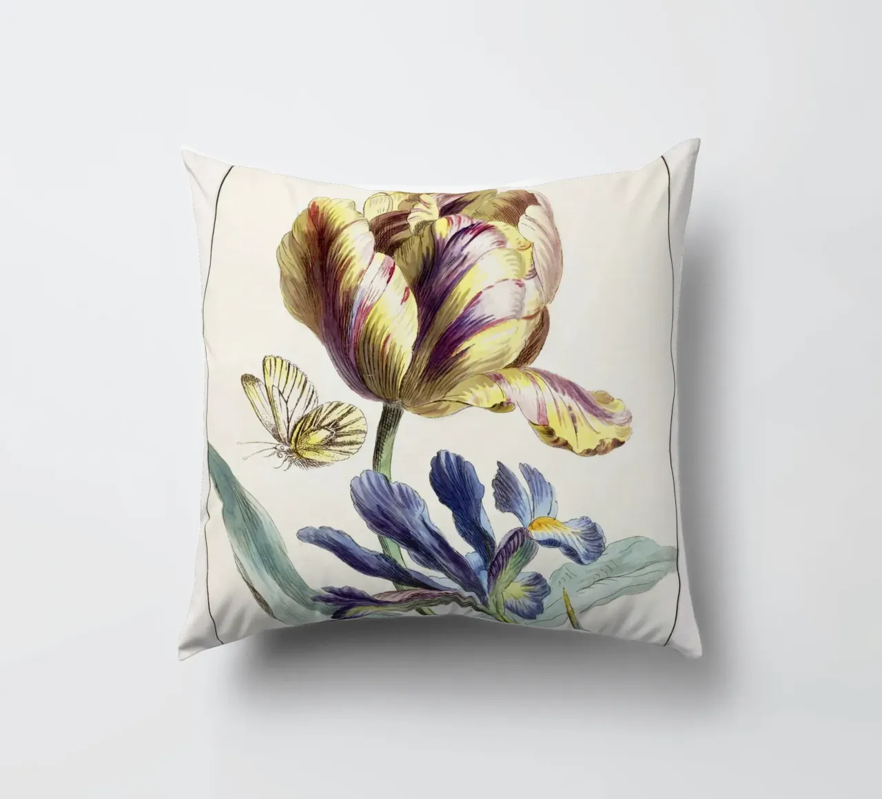 Tulip Spring Botanical Illustration cuscino da Venus Art