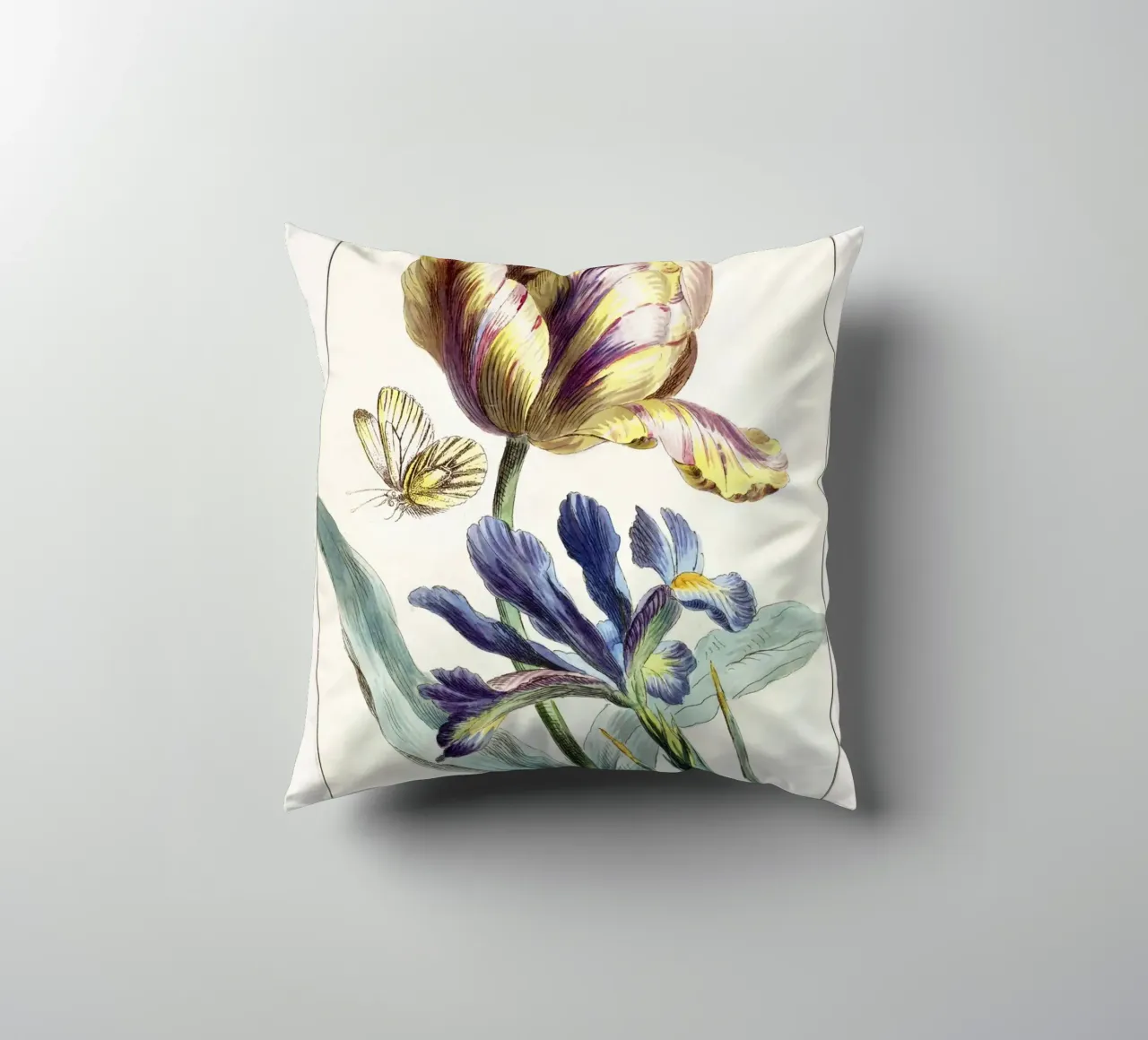 Tulip Spring Botanical Illustration cuscino da Venus Art