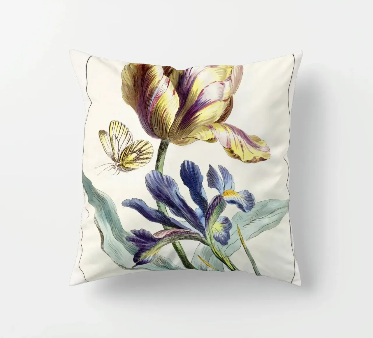 Tulip Spring Botanical Illustration cuscino da Venus Art