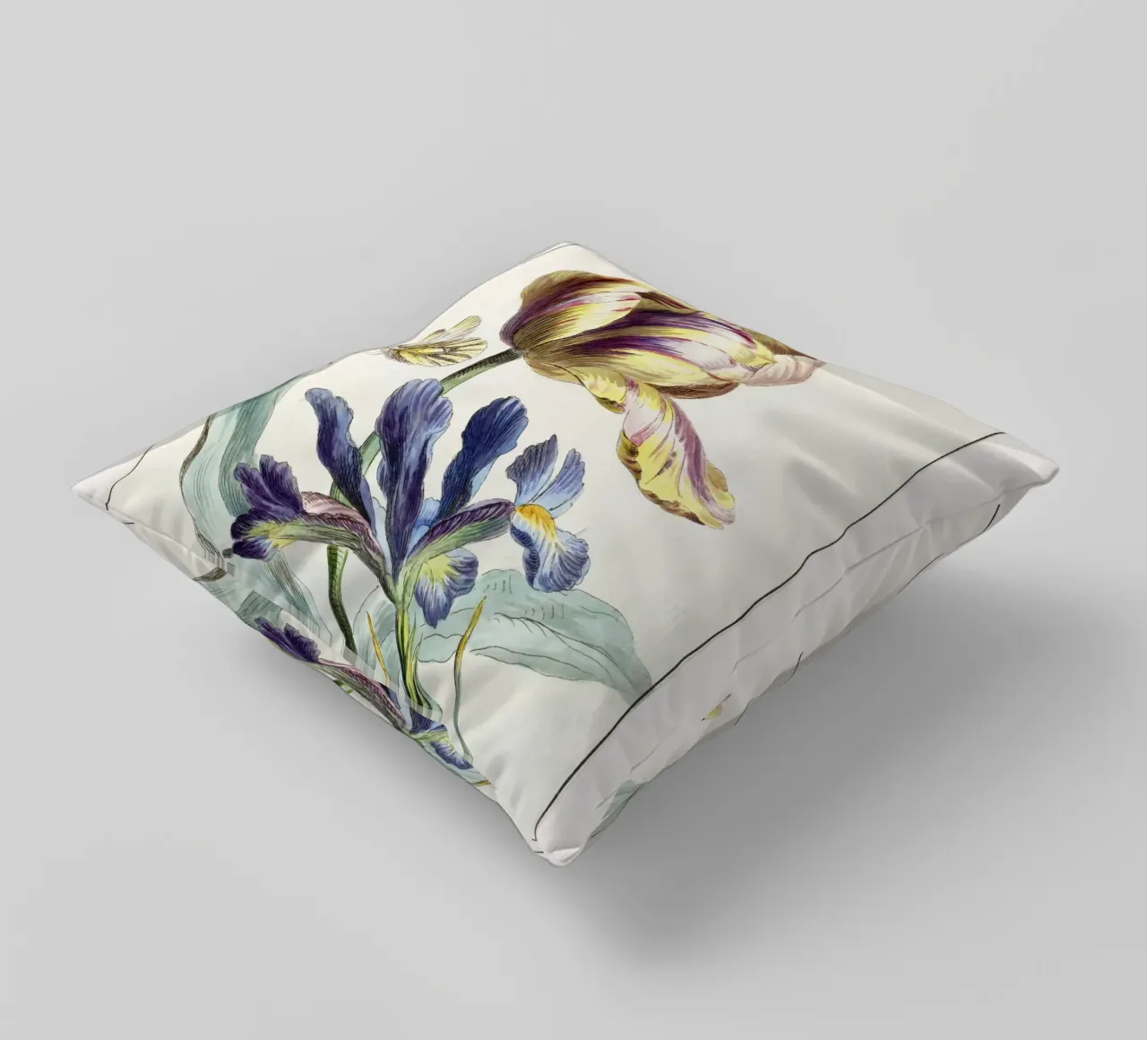 Tulip Spring Botanical Illustration cuscino da Venus Art