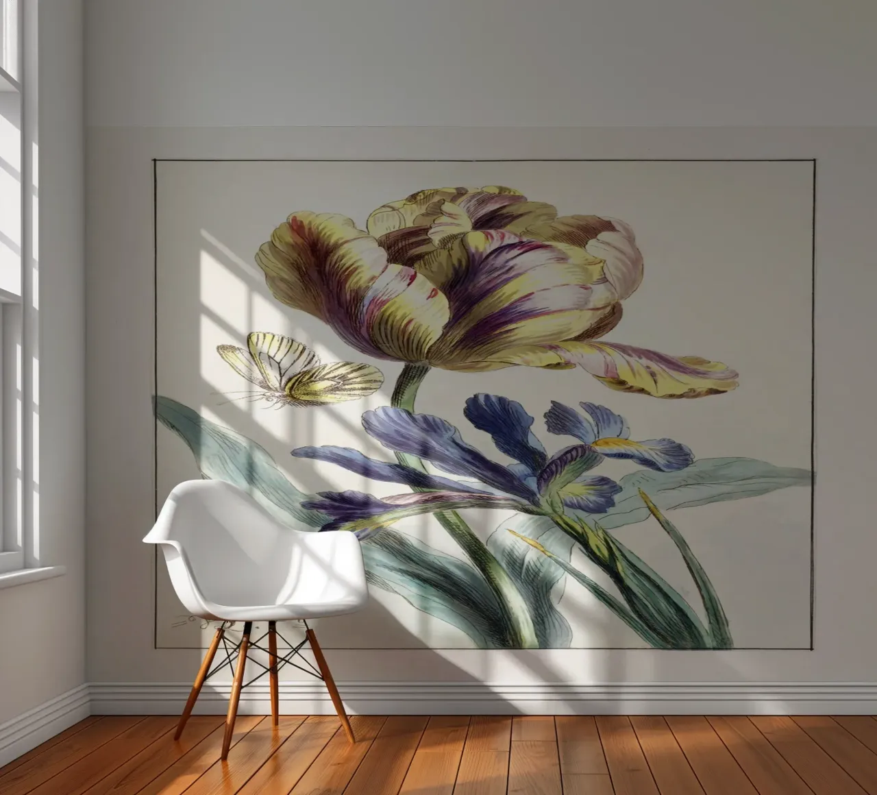 Tulip Spring Botanical Illustration papel para pared de Venus Art