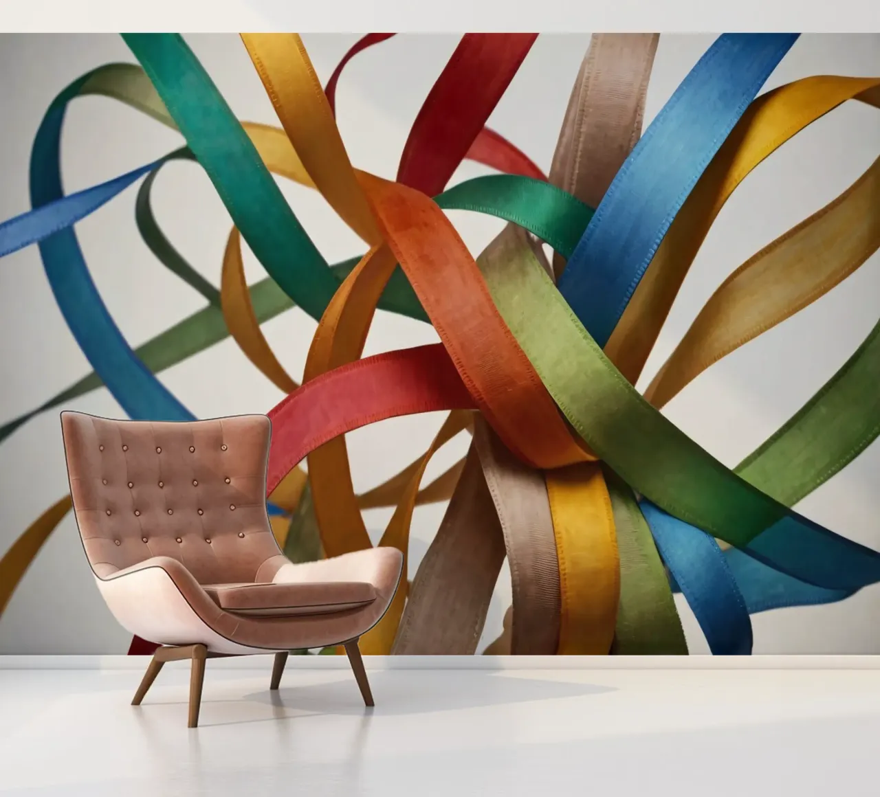 Bunte Bänder, die ineinander verschlungen sind, erzeugen ein lebhaftes Displ Fototapete von DesignDoodle