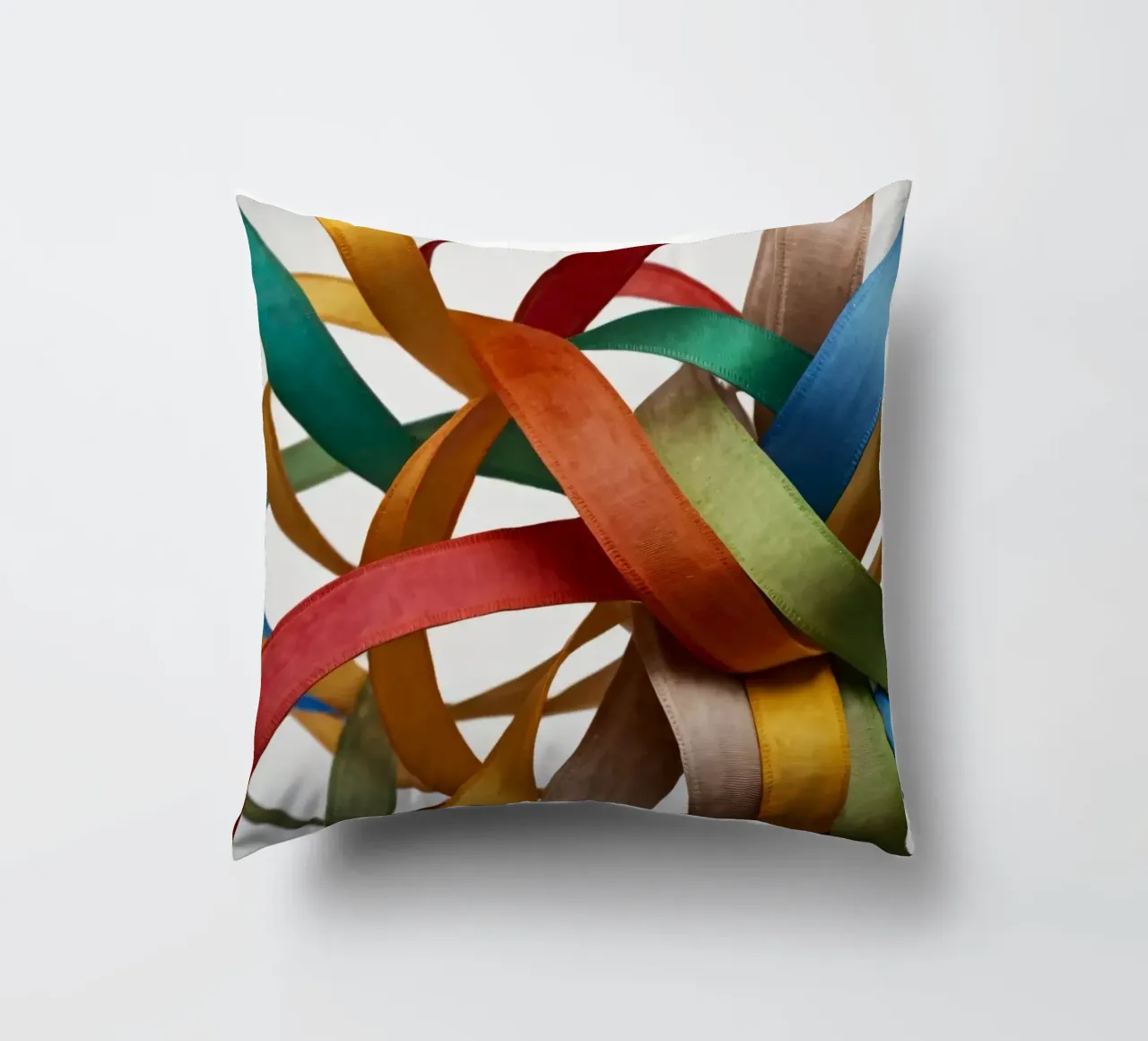 Nastri colorati intrecciati tra loro creano un'atmosfera vibrante. cuscino da DesignDoodle