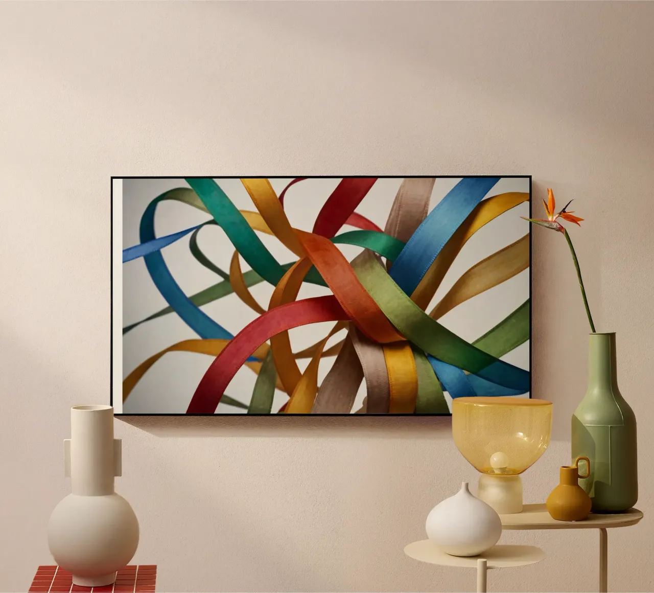 Nastri colorati intrecciati tra loro creano un'atmosfera vibrante. plexiglass da DesignDoodle