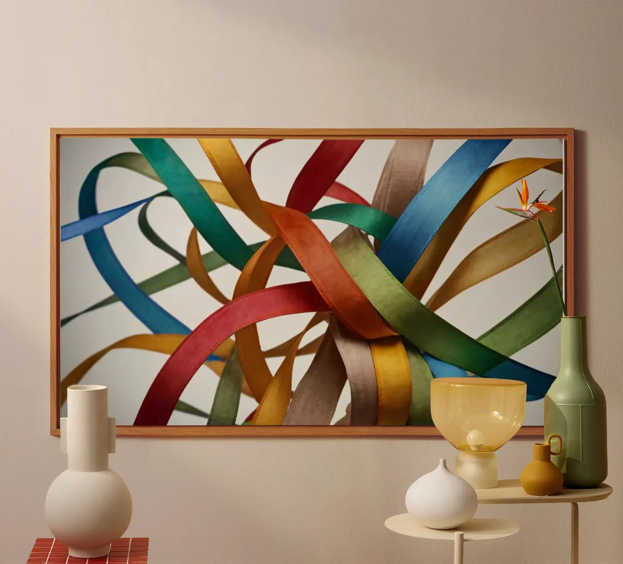 Nastri colorati intrecciati tra loro creano un'atmosfera vibrante. alluminio dibond da DesignDoodle
