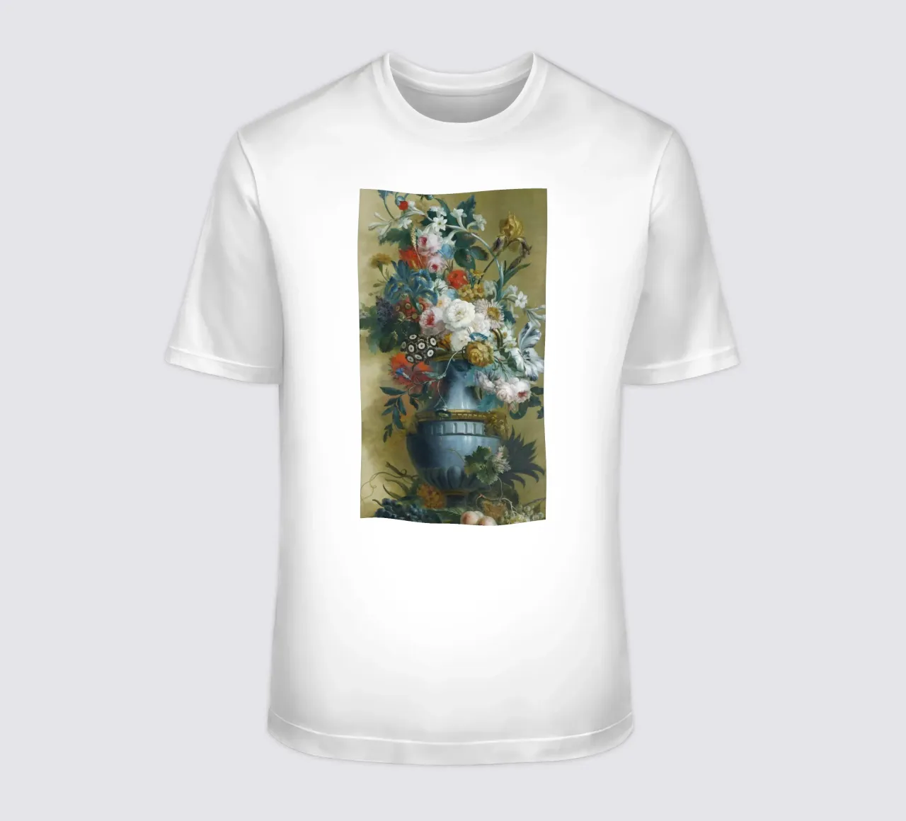 Flowers in A blue Vase Classical Painting Botanical t-shirt by Venus Art
