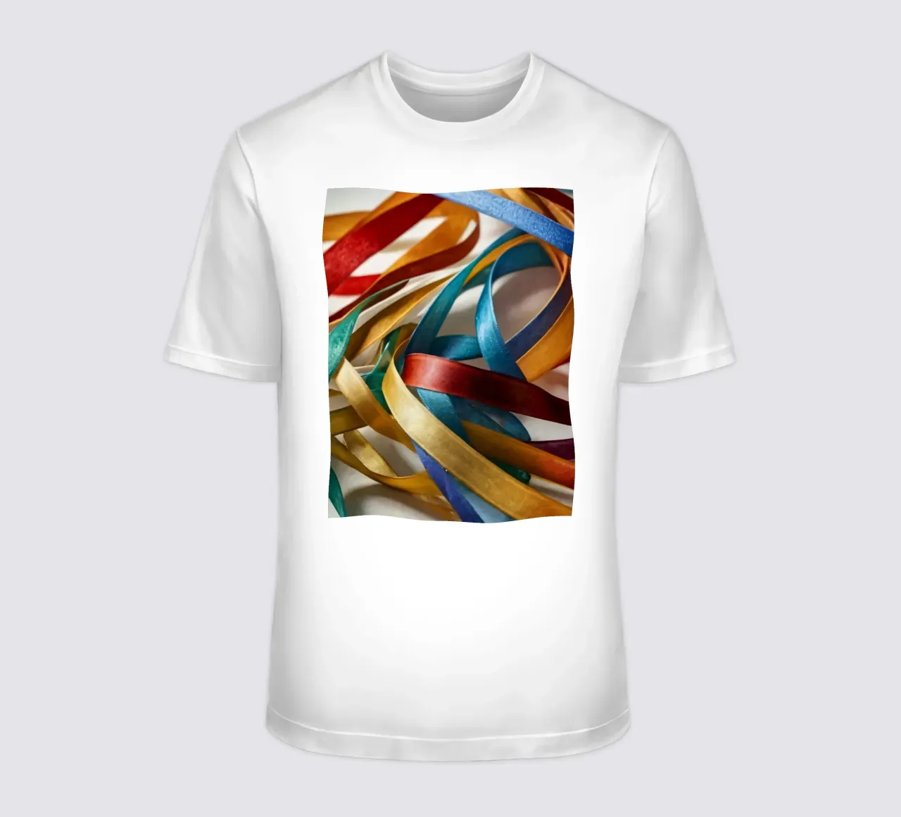 Vibrant collection of colorful ribbons scattered t-shirt by DesignDoodle