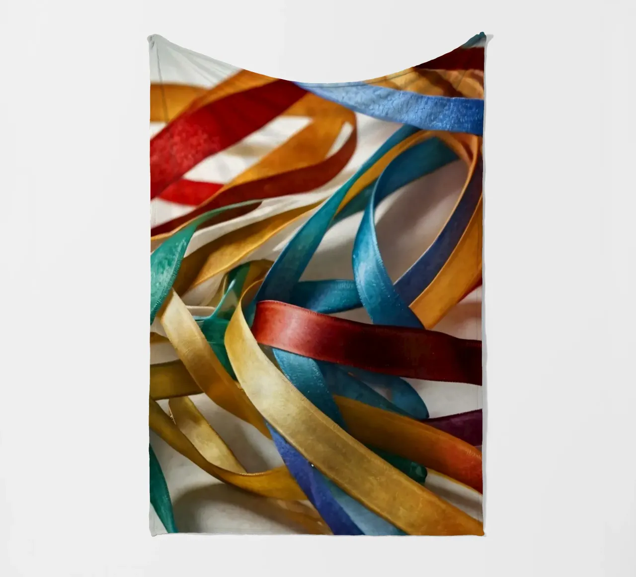 Vibrant collection of colorful ribbons scattered fleece blanket by DesignDoodle