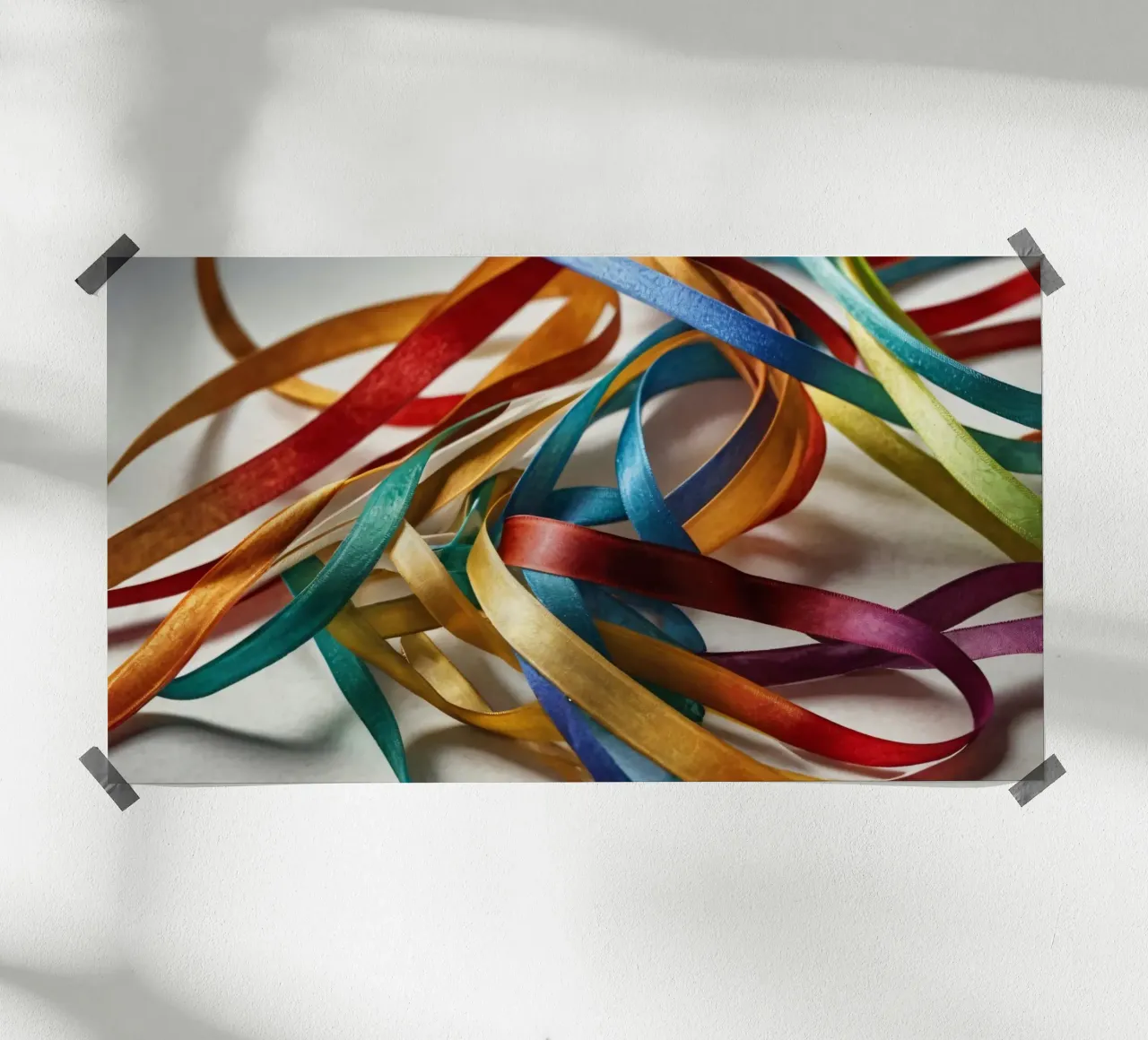 Vibrant collection of colorful ribbons scattered poster by DesignDoodle