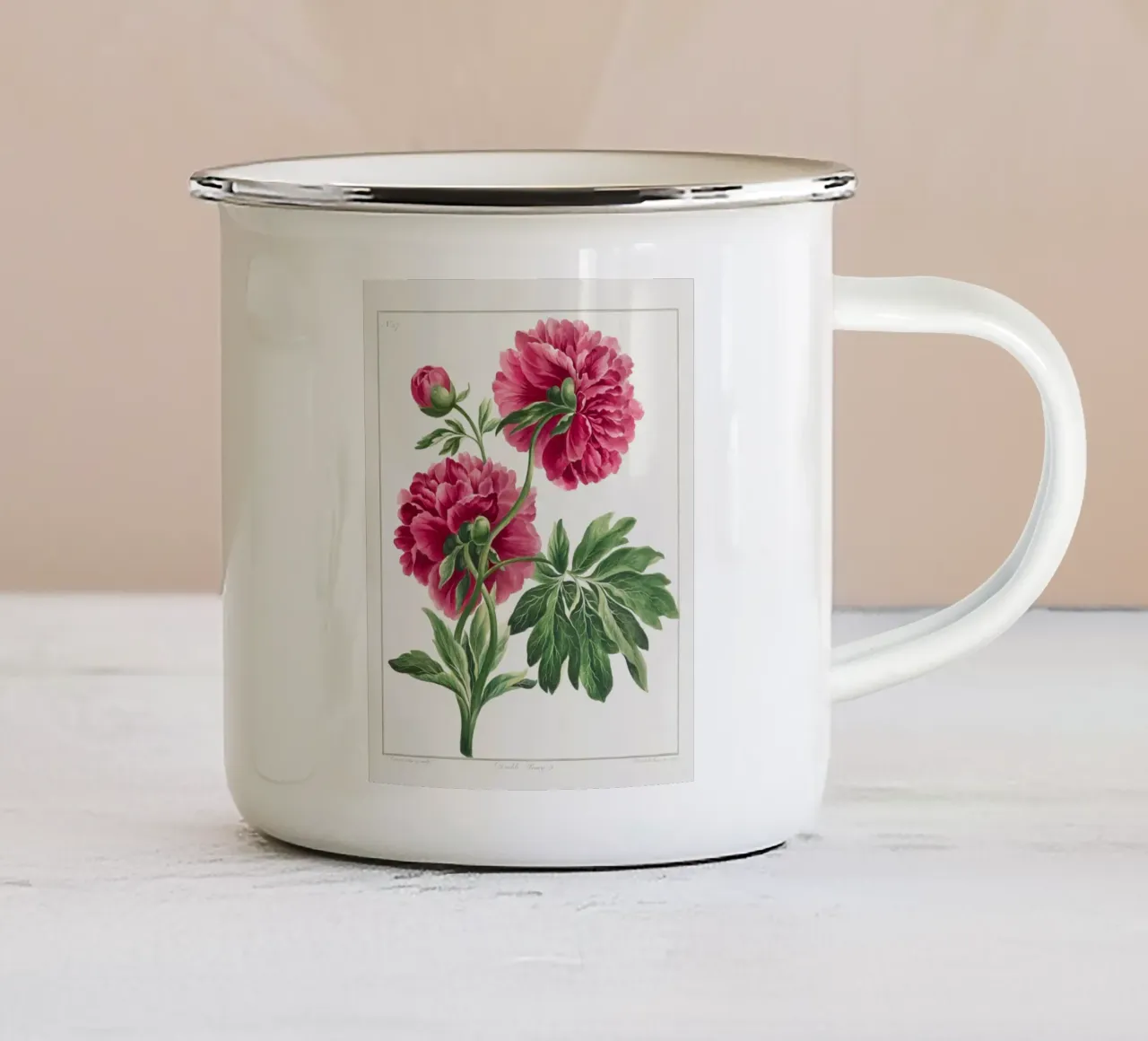 Pink Peonies tazza in smalto da Venus Art