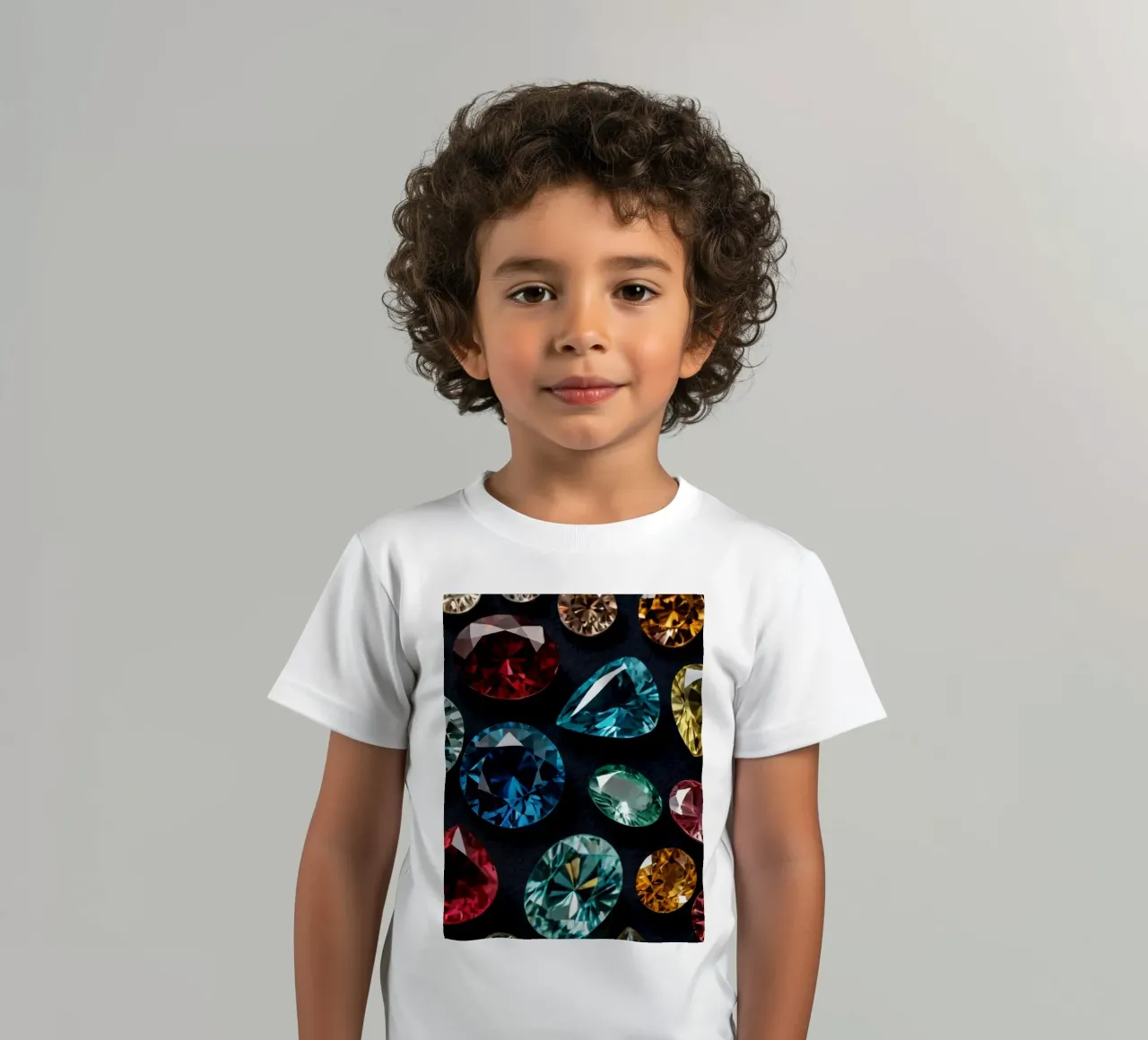 A vibrant collection of various gemstones displayed kids t-shirt by DesignDoodle