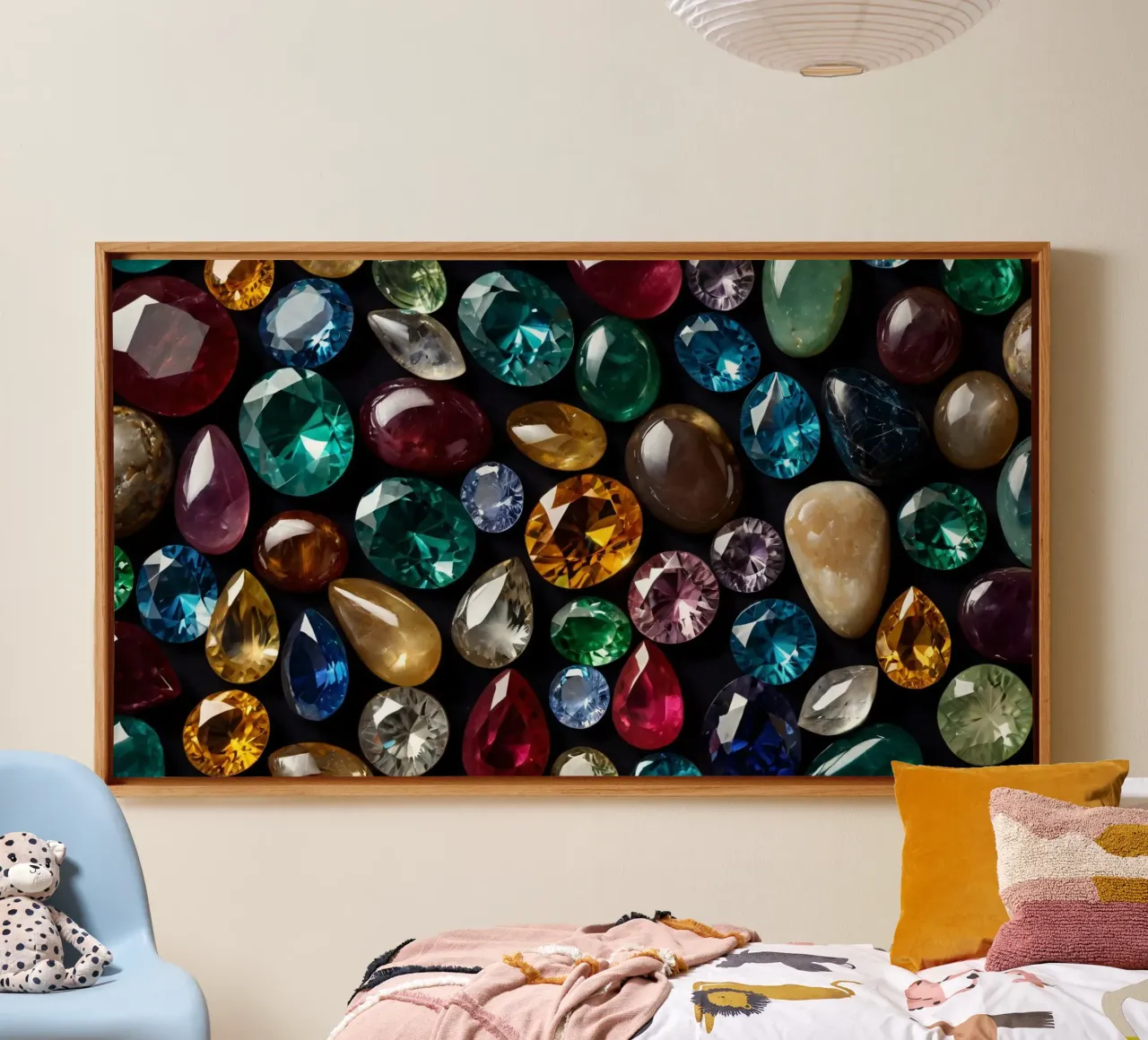 Una vivace collezione di diverse pietre preziose tela con Cornice a cassetta da DesignDoodle