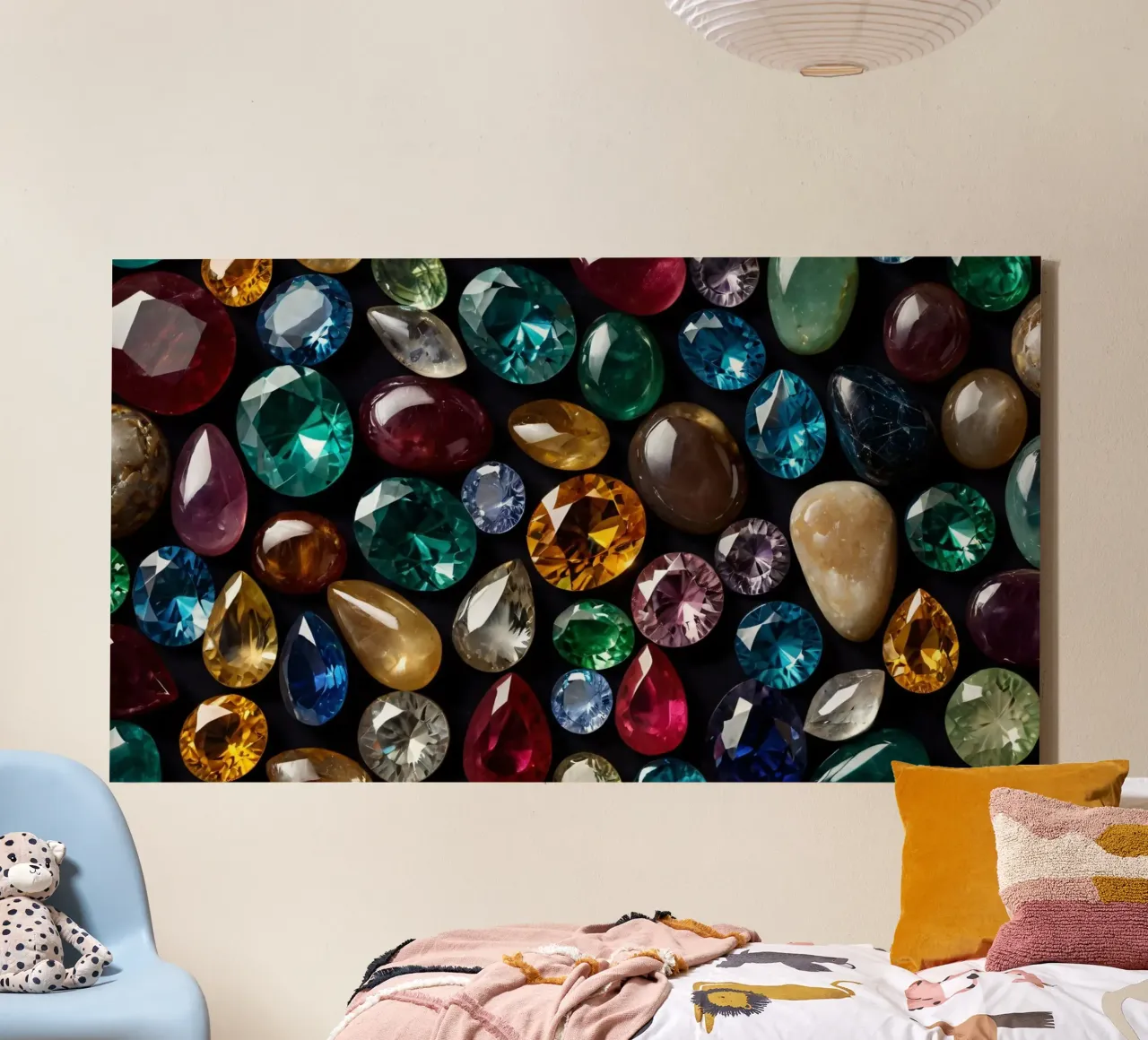 Una vivace collezione di diverse pietre preziose tela con Cornice a cassetta da DesignDoodle