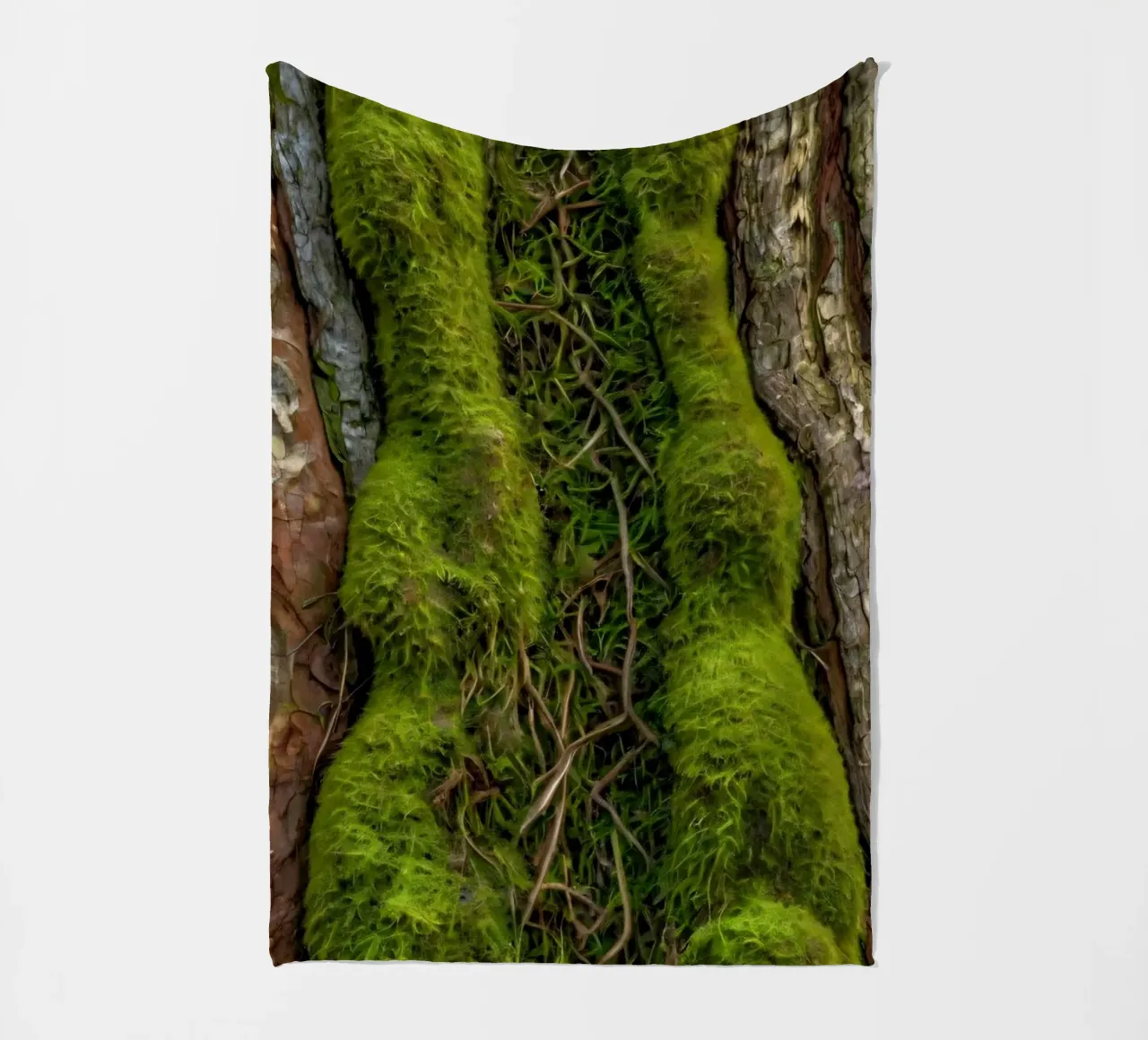 Écorce d'arbre texturée avec mousse vert vif et vin complexe. plaid polaire de DesignDoodle