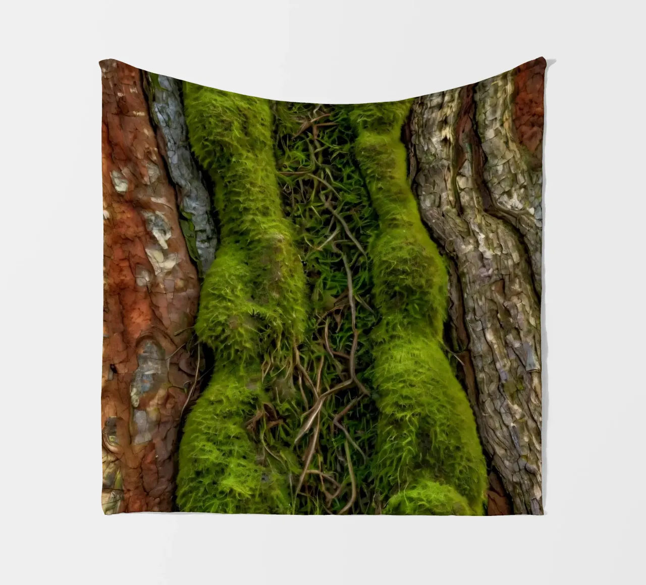 Écorce d'arbre texturée avec mousse vert vif et vin complexe. plaid polaire de DesignDoodle
