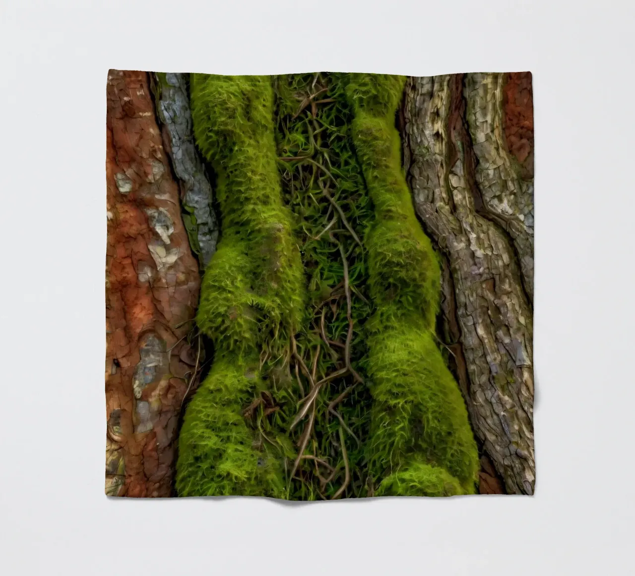 Écorce d'arbre texturée avec mousse vert vif et vin complexe. plaid polaire de DesignDoodle