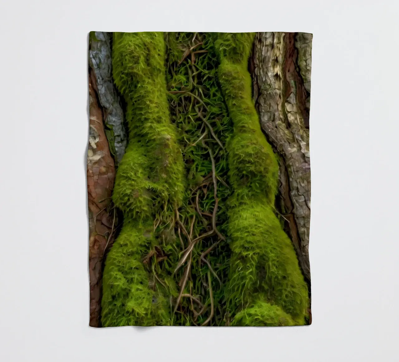 Écorce d'arbre texturée avec mousse vert vif et vin complexe. plaid polaire de DesignDoodle