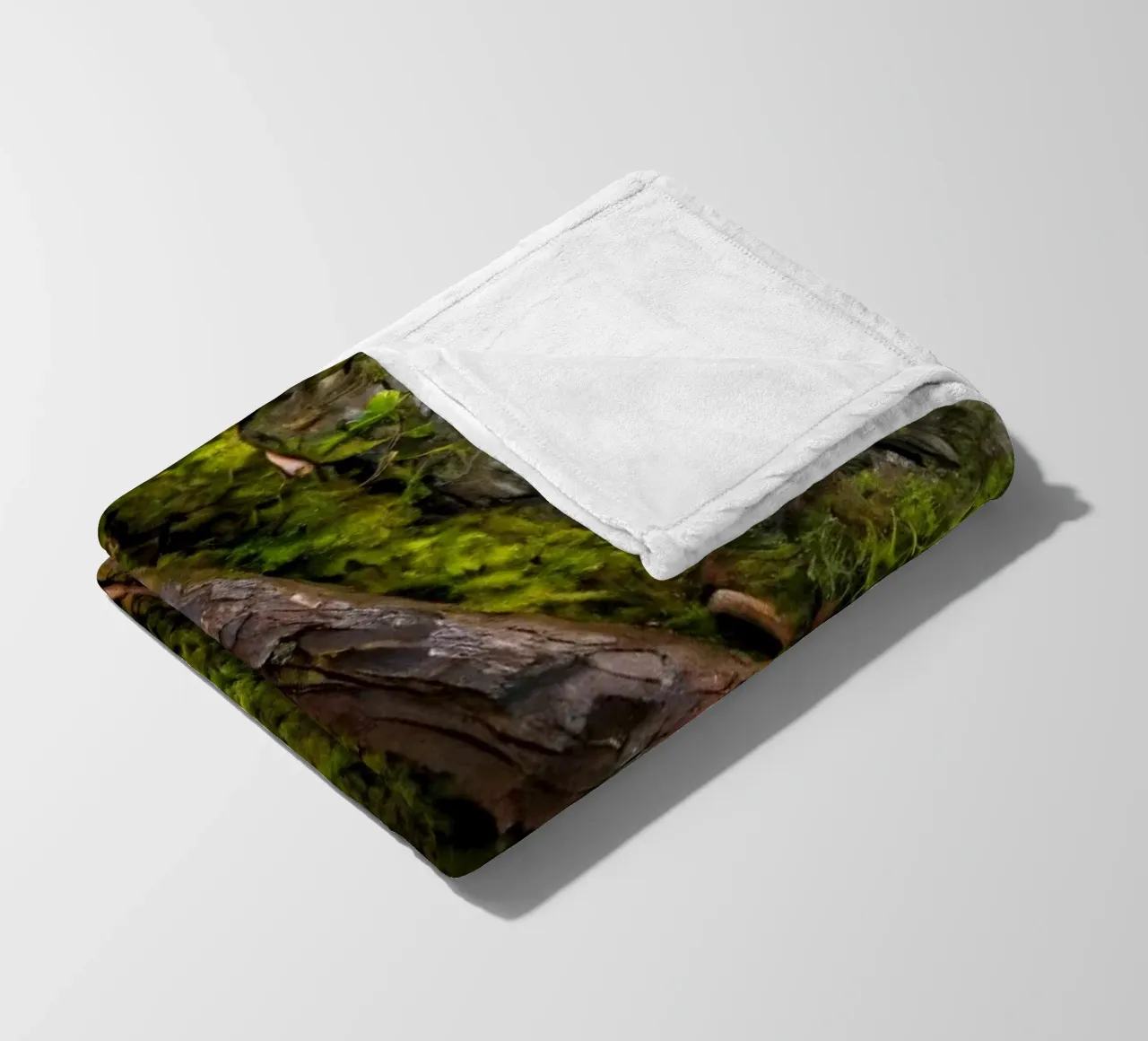 Moss-covered tree bark with twisting branches in a forest fleece blanket by DesignDoodle