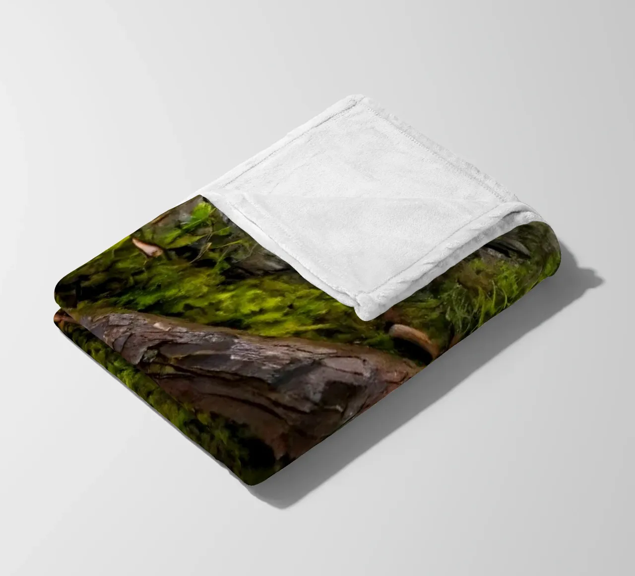 Moss-covered tree bark with twisting branches in a forest fleece blanket by DesignDoodle