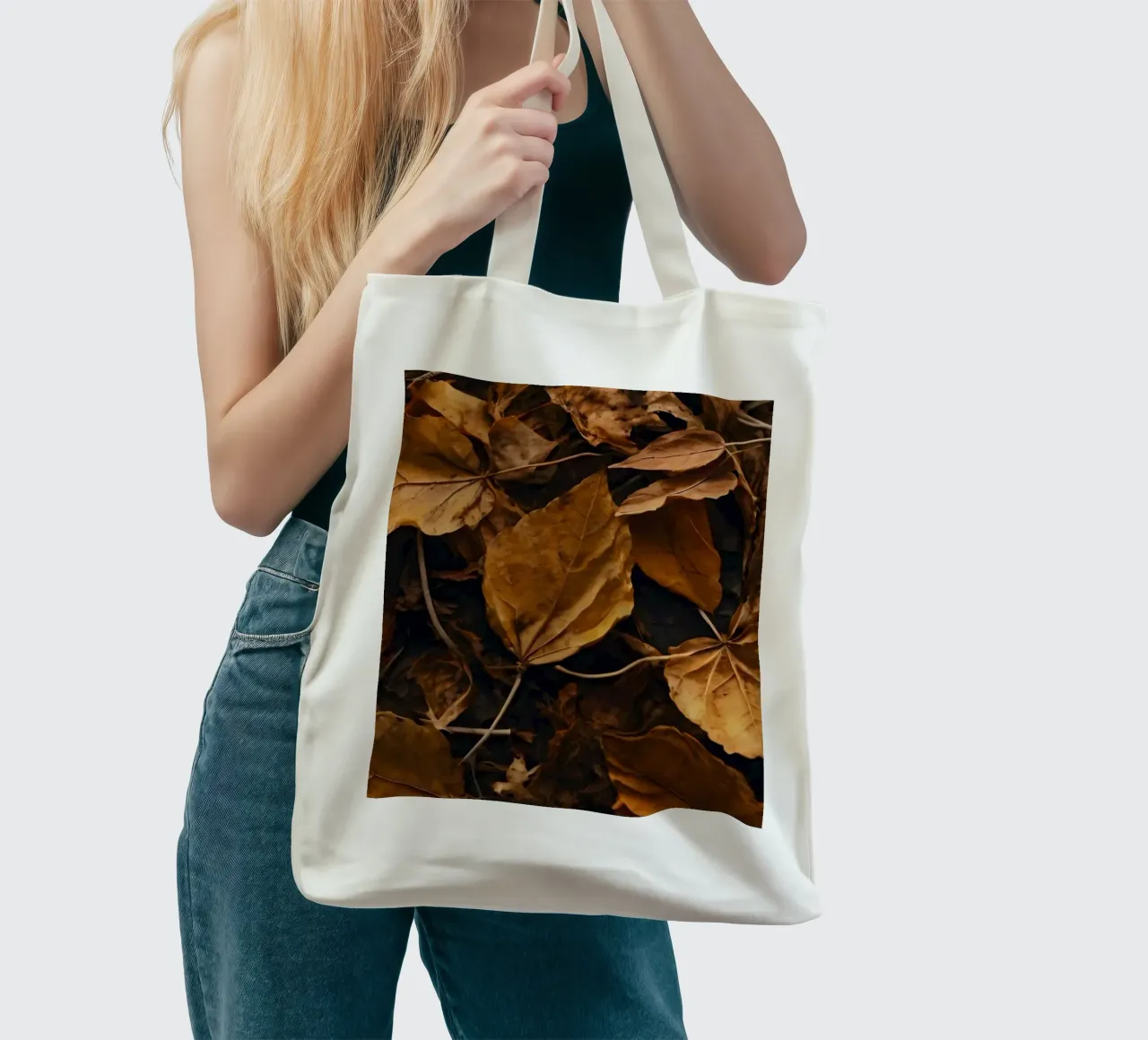 Foglie autunnali colorate sparse sul terreno borsa in juta da DesignDoodle
