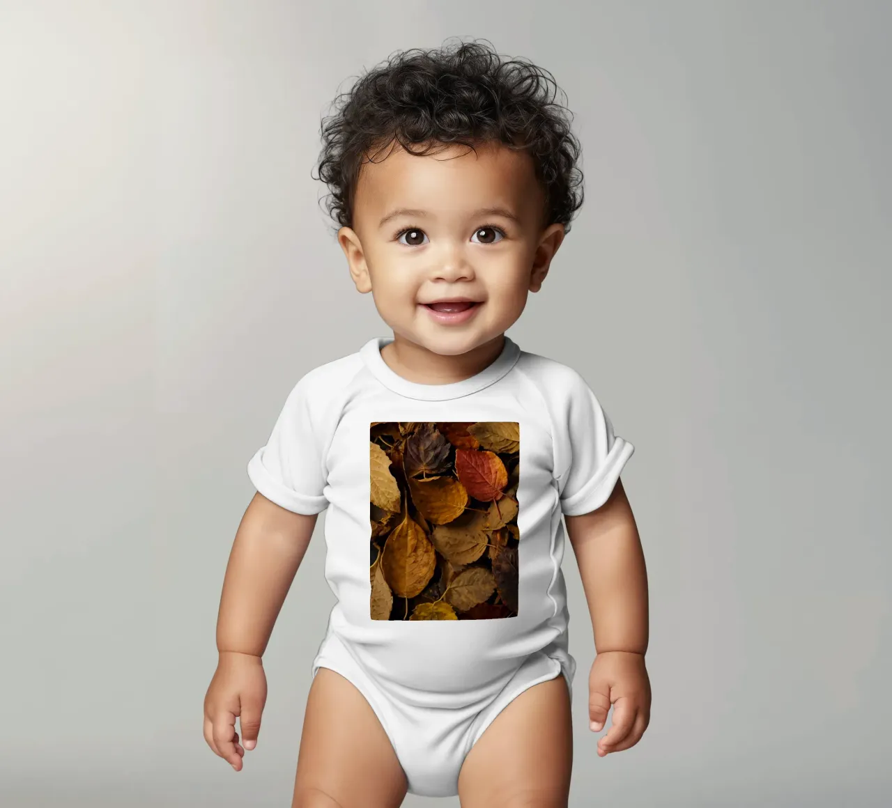 foglie d'autunno sparse a terra body neonato maniche corte da DesignDoodle