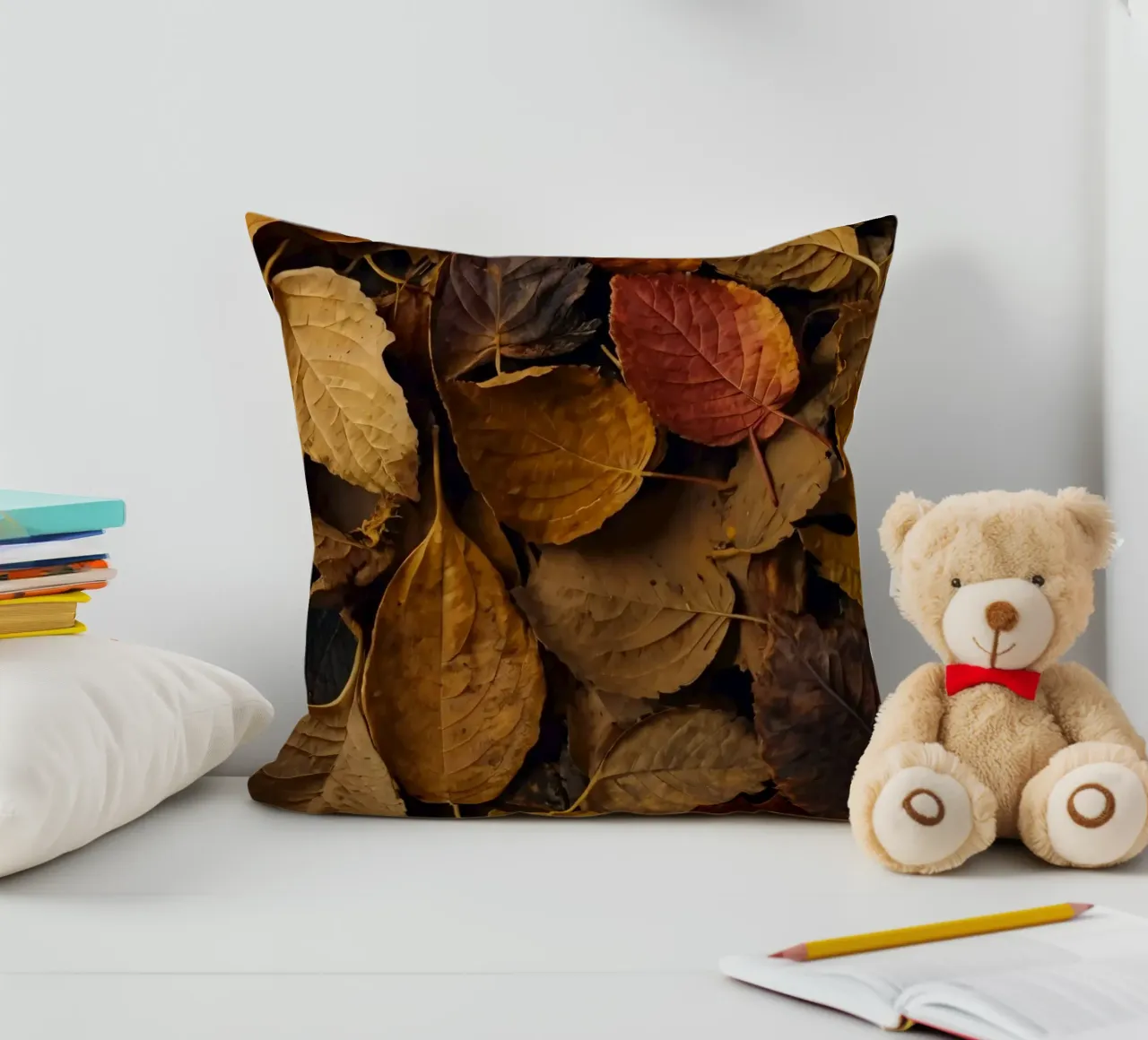 foglie d'autunno sparse a terra cuscino da DesignDoodle