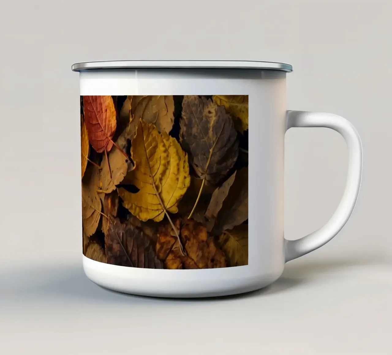 foglie d'autunno sparse a terra tazza in smalto da DesignDoodle