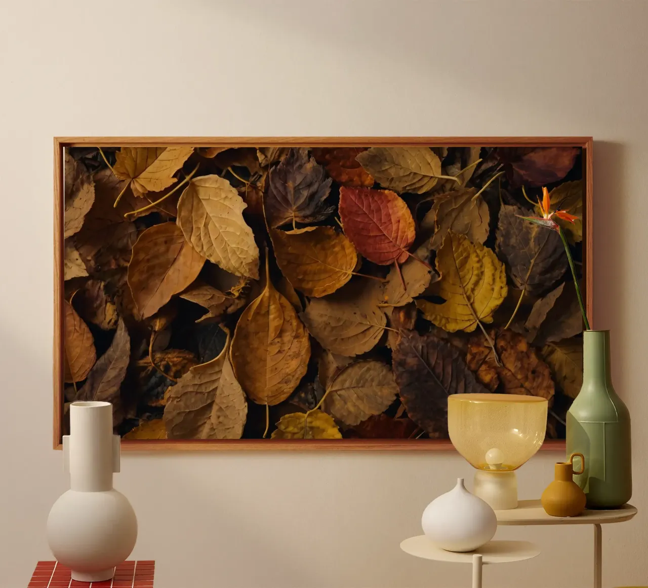 foglie d'autunno sparse a terra tela da DesignDoodle