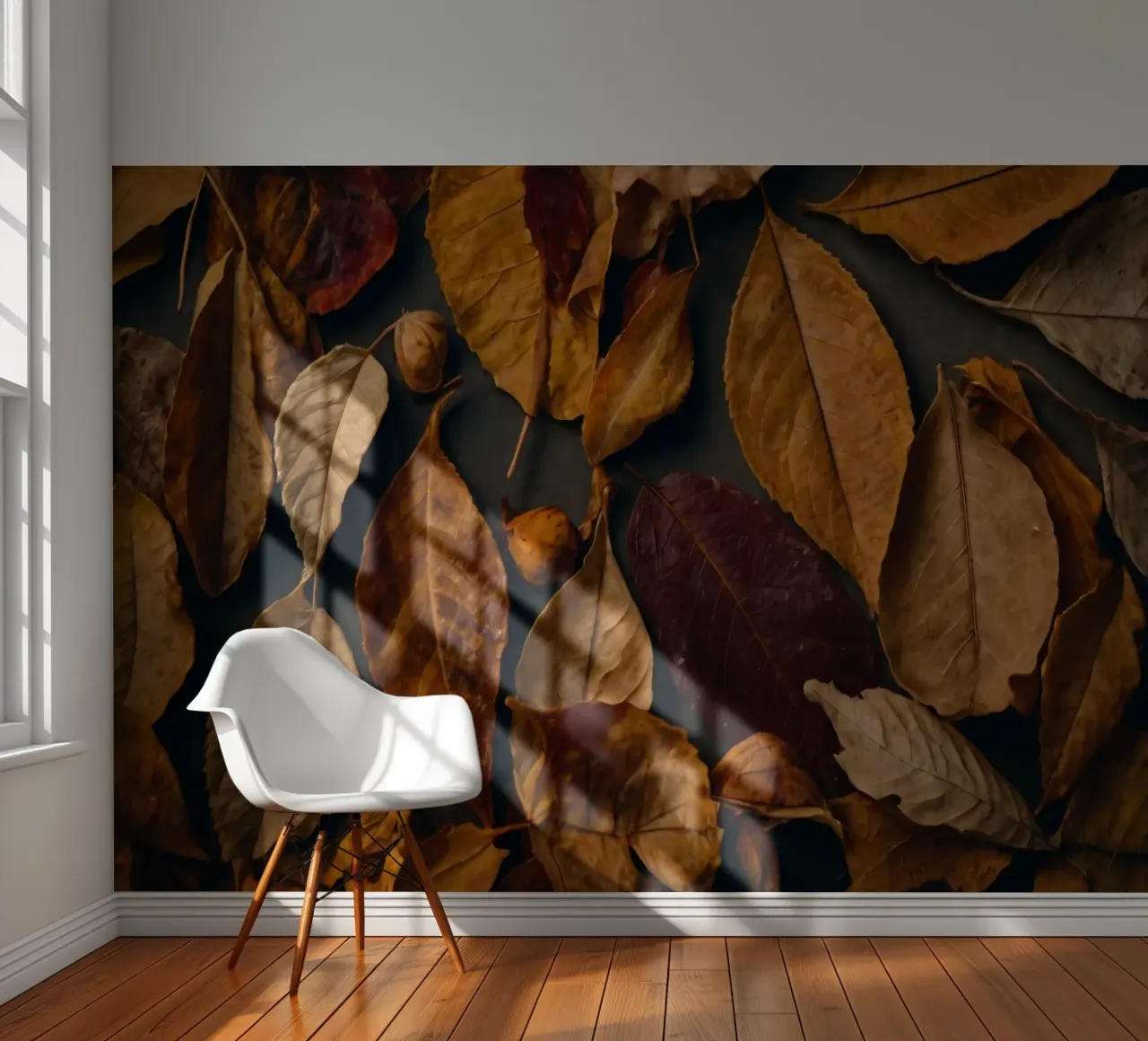 cozy autumn leaves spread create a vibrant seasonal display photo wallpaper by DesignDoodle